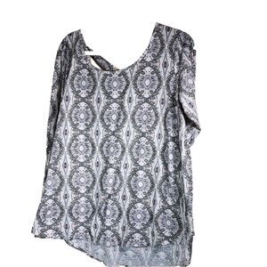 Maurices Womens Long Sleeve Bell Sleeve with Lace Insert Gray Pink Size XL